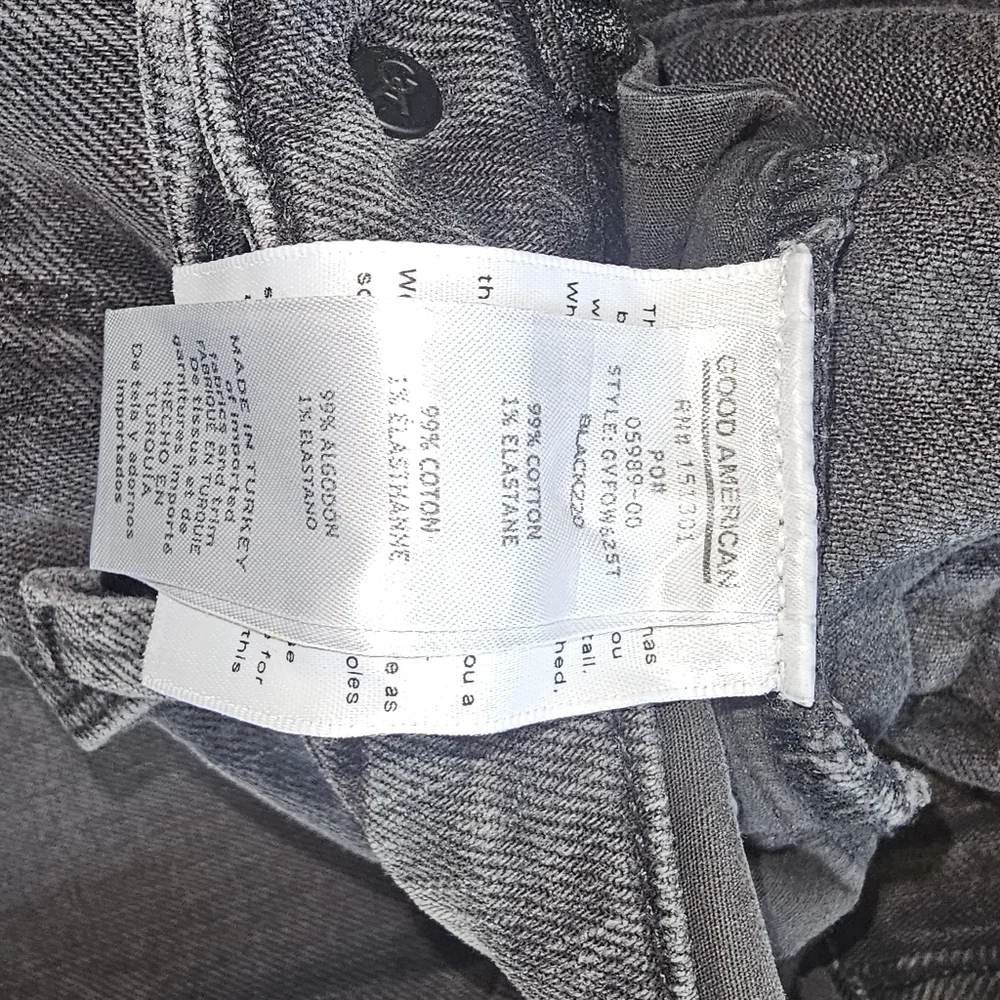 Good American Black Wash Straight Jeans Size 4 / 27 High Rise Denim